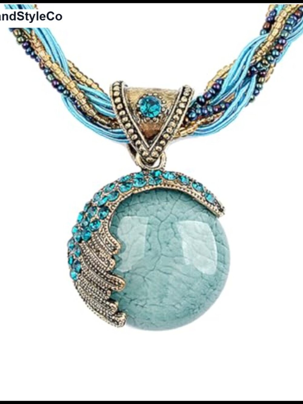Turquoise Pendant Necklace Bohemian Vintage Chain
